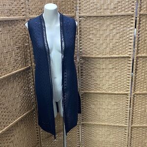 Elie Tahari Navy Open-Front Vest